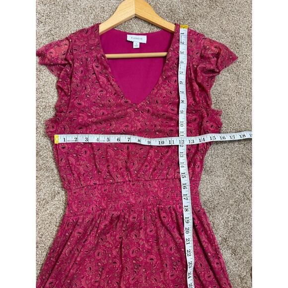 EVEREVE Elena Ruffle Sleeve Floral V Neck Midi Dress Womens S cottage Stretch - Picture 6 of 10